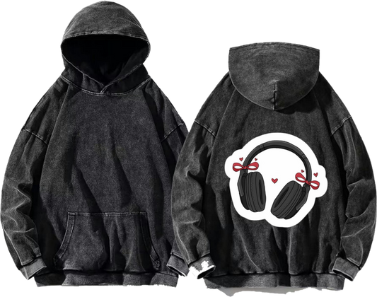 Embellished headphones One Size hoodie Washed Back 29