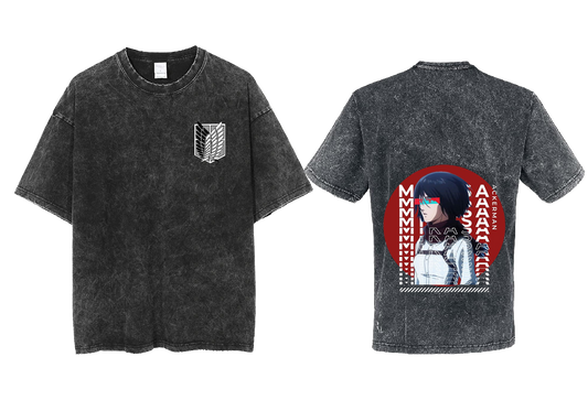 Anime Attack on titan shingeki no kyojin eren levi mikasa Aot Oversize t- shirt Washd acid back 29