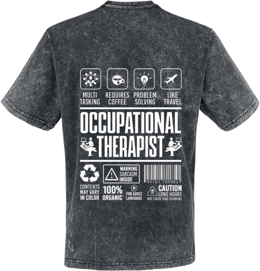 OCCUPATIONAL THERAPIST Back text One Size t- shirt Washed Back 108