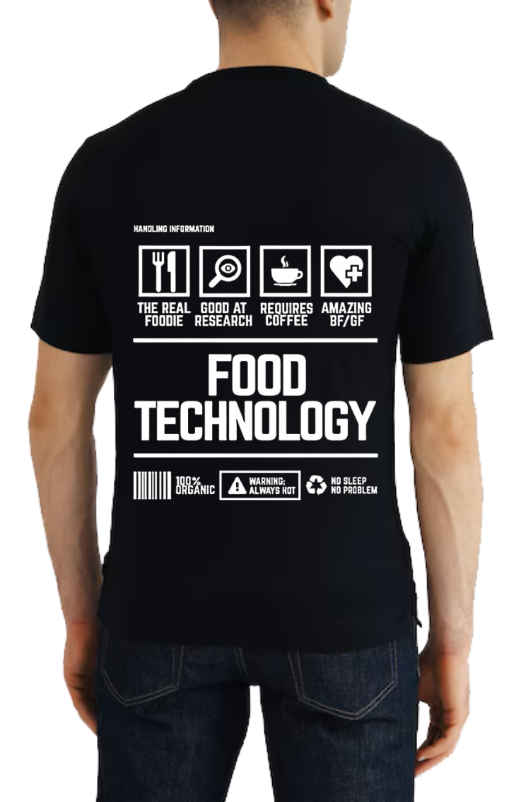 FOOD TECHNOLOGY Back text One Size t- shirt Black Back 142
