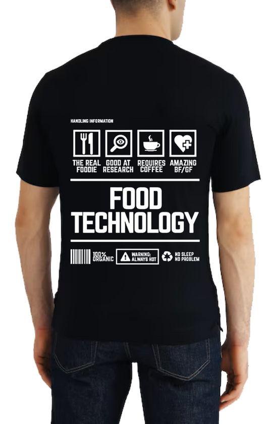 FOOD TECHNOLOGY Back text One Size t- shirt Black Back 142