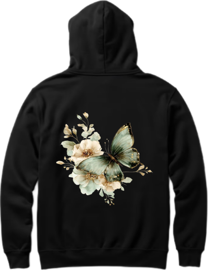 butterflies Oversize Hoodie Black Back 29