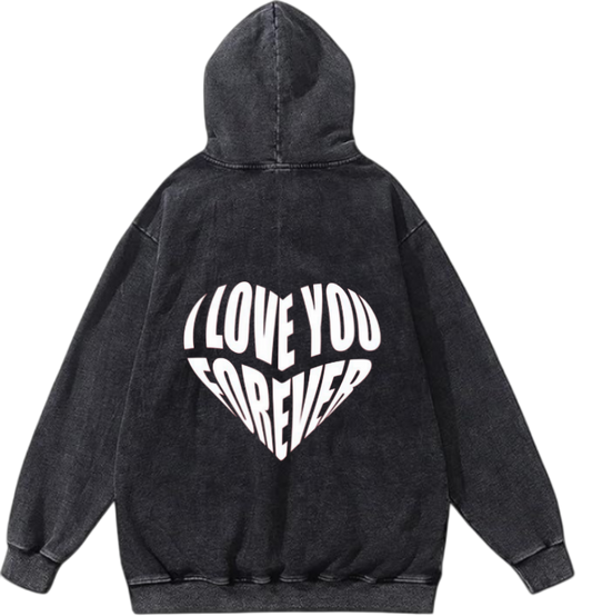 VaIentine coupIe Oversize  Hoodie Washed gray Back 29