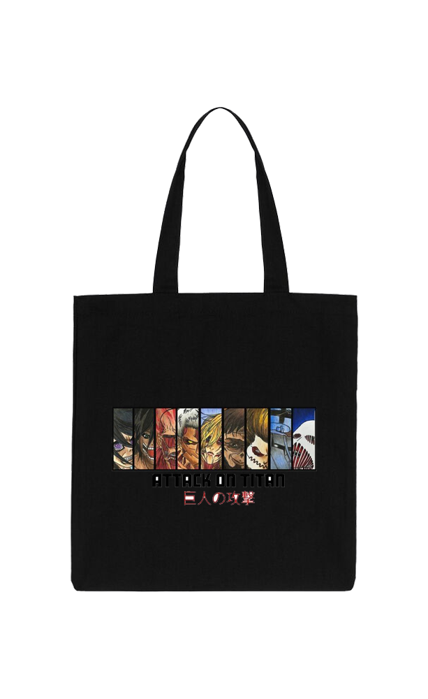 Anime Attack on titan shingeki no kyojin Aot Black tote bag 29