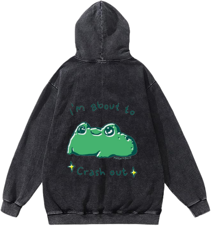frog Oversize  Hoodie Washed gray Back 2