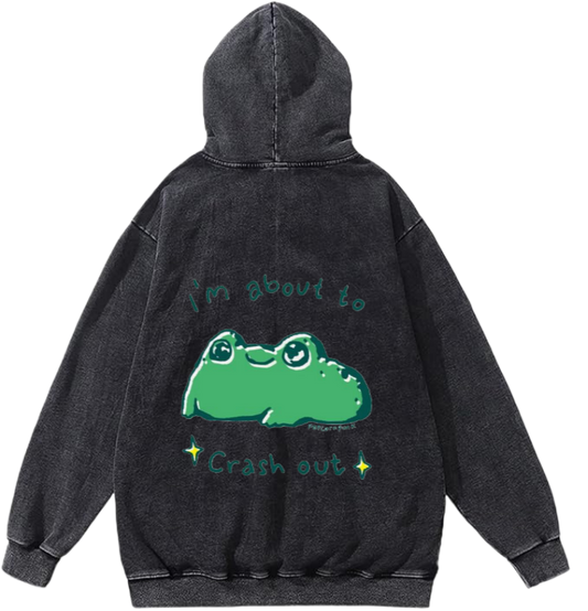 frog Oversize  Hoodie Washed gray Back 2