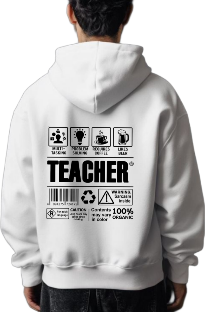 MULTI-TASKING Back text oversize hoodie White back 2