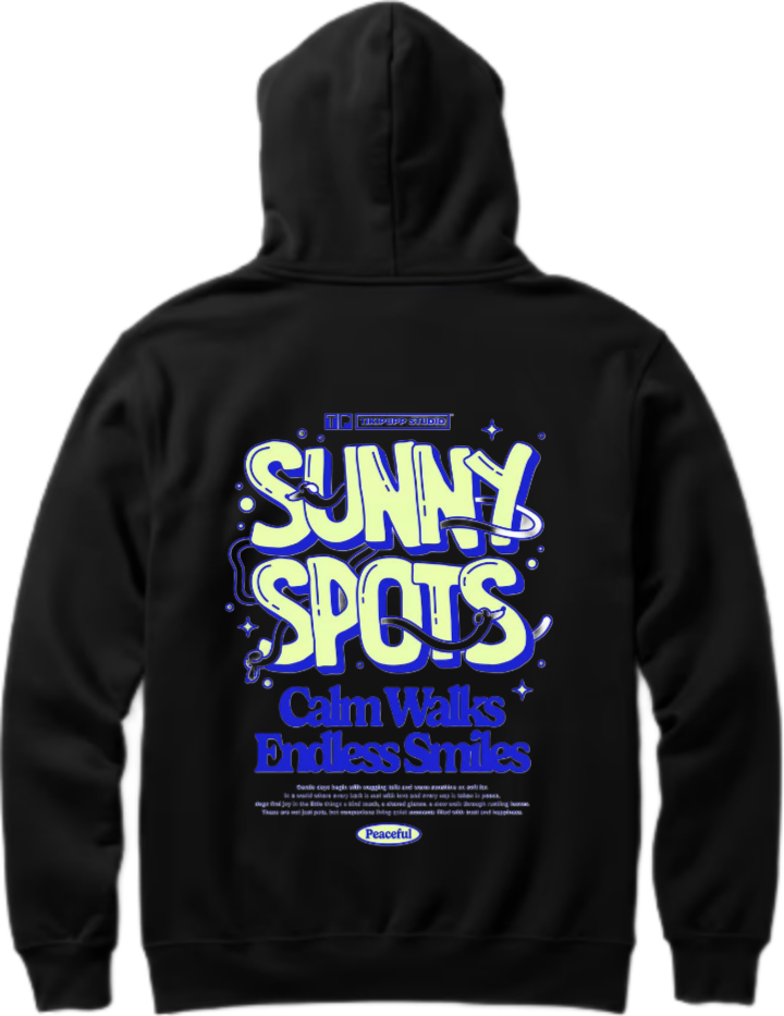 SUNNY SPOTS Over Size hoodie Black Back 2