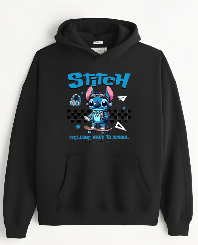 stitch Over Size hoodie Black 2