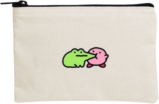 Kawaii Cute Kirby Canvas Makeup Pouch, Aesthetic Pink Anime Character Small Zipper Makeup Bag, Pencil Case, Travel Toiletry Pouch for Women and Girls 3