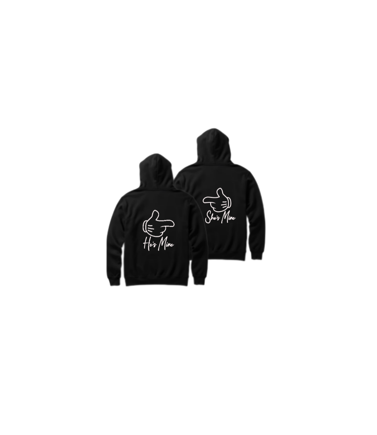 VaIentine coupIe Oversize Hoodie Cables He's Mine She's Mine Black Back 2