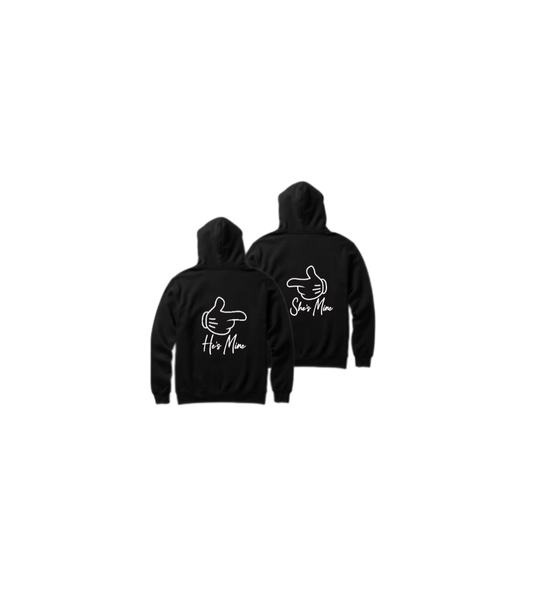 VaIentine coupIe Oversize Hoodie Cables He's Mine She's Mine Black Back 2