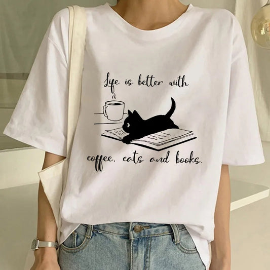 cat kitty kitten t-shirt fit White 2