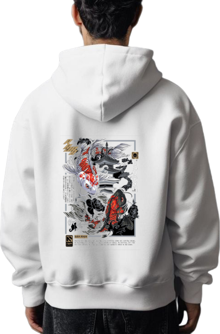 Model Over Size hoodie White Back 22