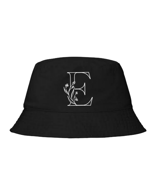 vector letter Bucket hat Fishman hat cap Black E 2