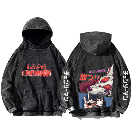 Chainsaw Man One Size hoodie Washed Back 2