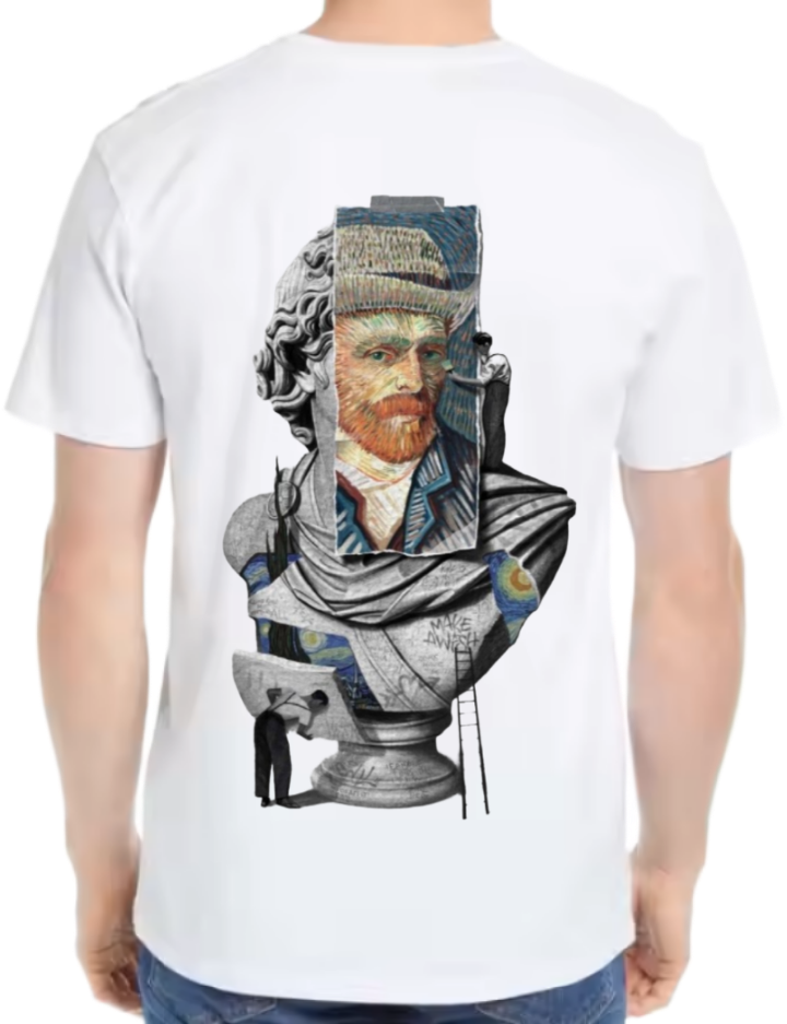 فان جوخ  t- shirt One Size White back 2