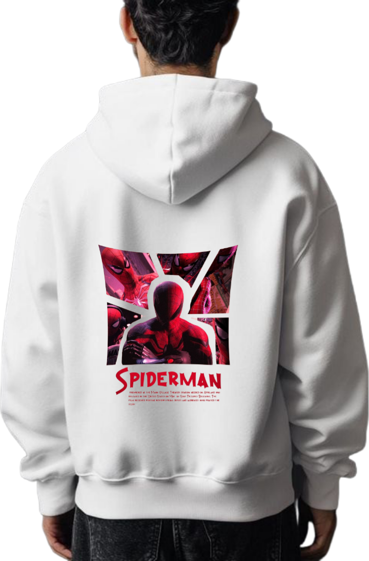 Spiderman One Size hoodie White Back 2