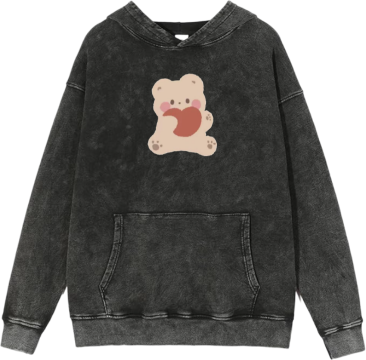 bear Oversize  Hoodie Washed gray  2