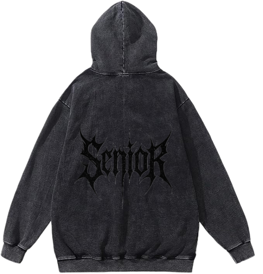 Goth Oversize  Hoodie Washed gray Back 2