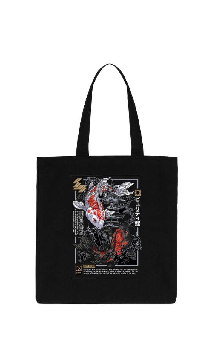 Koi Fish tote bag Black 21