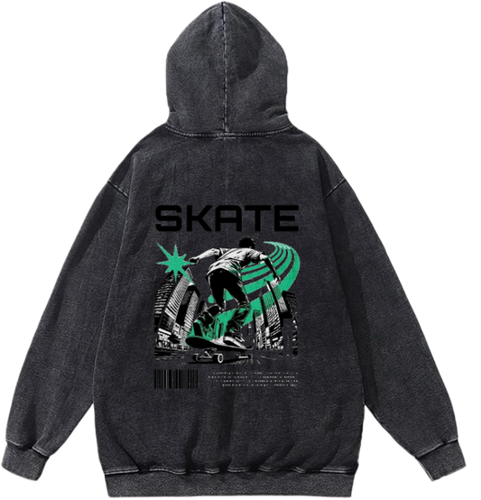 SKATE Over Size hoodie Washed Back 86