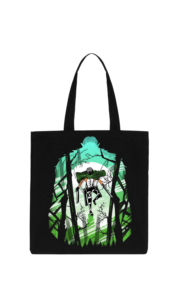 Anime Attack on titan shingeki no kyojin Aot Black tote bag 2