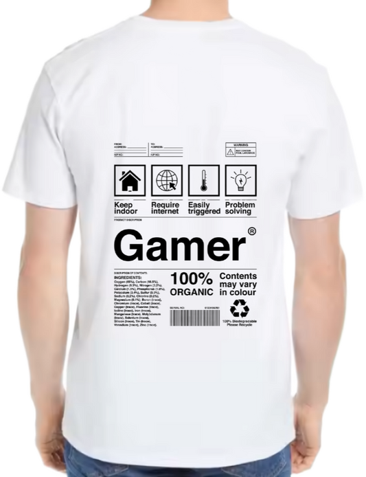 Gamer Back text One Size t- shirt White Back 2