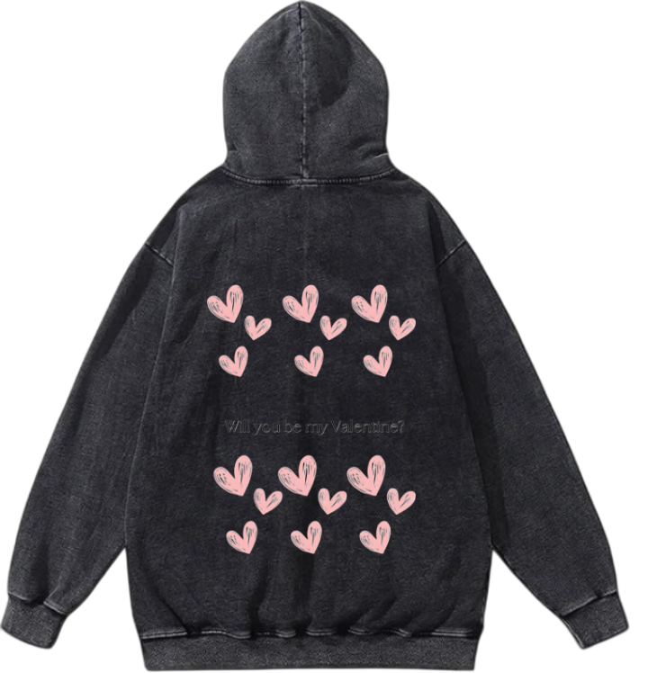 VaIentine coupIe Oversize  Hoodie Washed gray Back 2