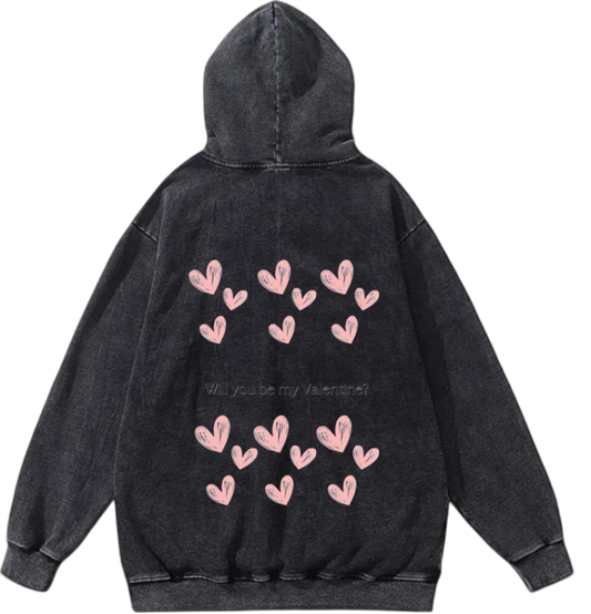 VaIentine coupIe Oversize  Hoodie Washed gray Back 2