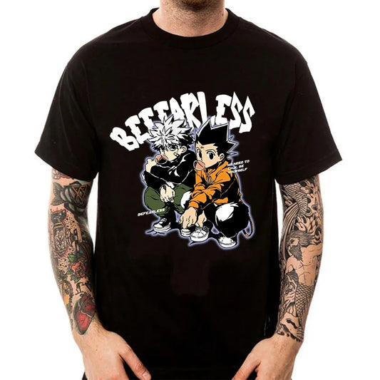 Hunter x Hunter Anime T-Shirt, Black Gon and Killua Skateboard Graphic Tee, Vintage Aesthetic Oversized Streetwear Top for Men and Women 2