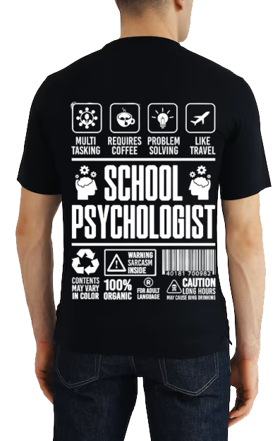 SCHOOL PSYCHOLOGIST One Size t- shirt Black Back 2