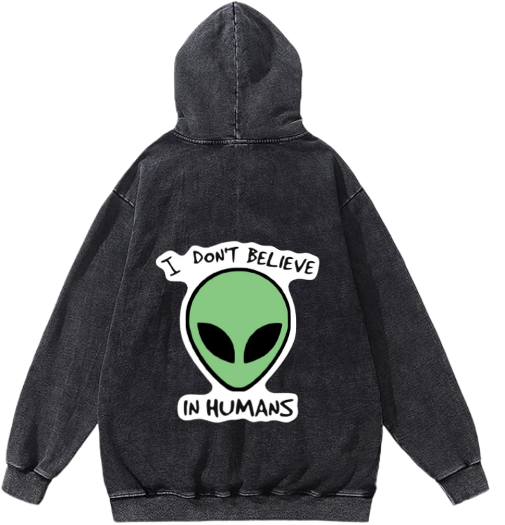 aliens Oversize Hoodie Washed gray Back 2