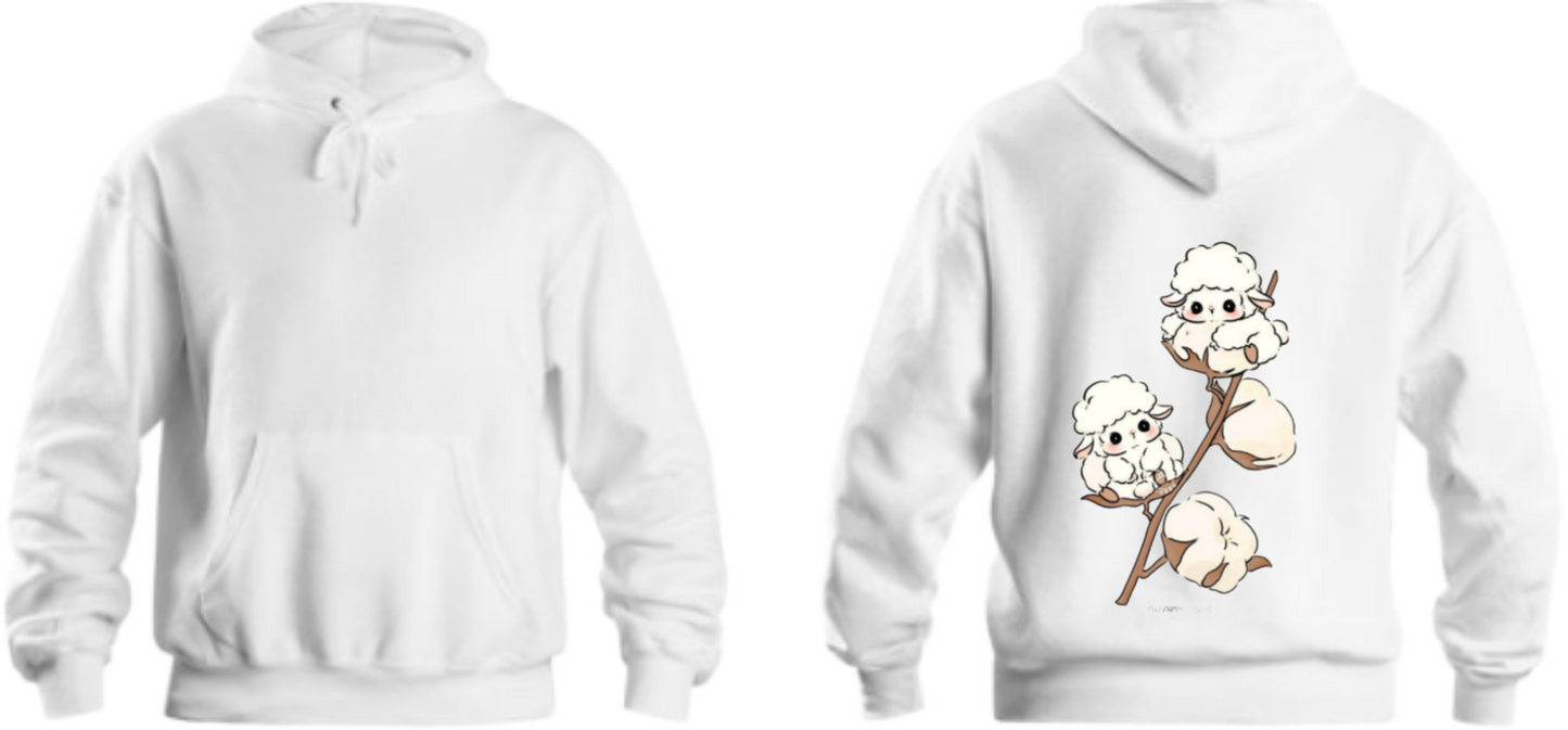 Kawaii Sheep One Size hoodie White Back 2