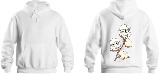 Kawaii Sheep One Size hoodie White Back 2