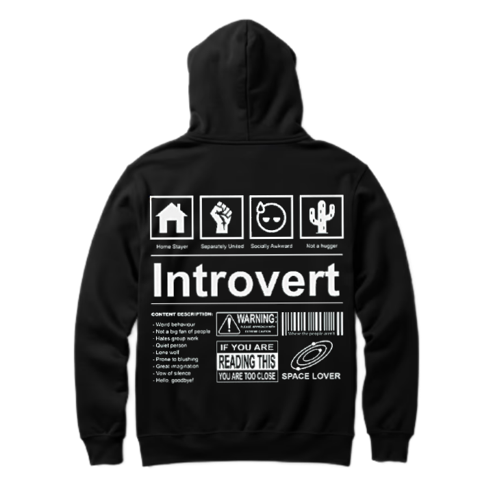 Back text Introvert oversize hoodie back 2