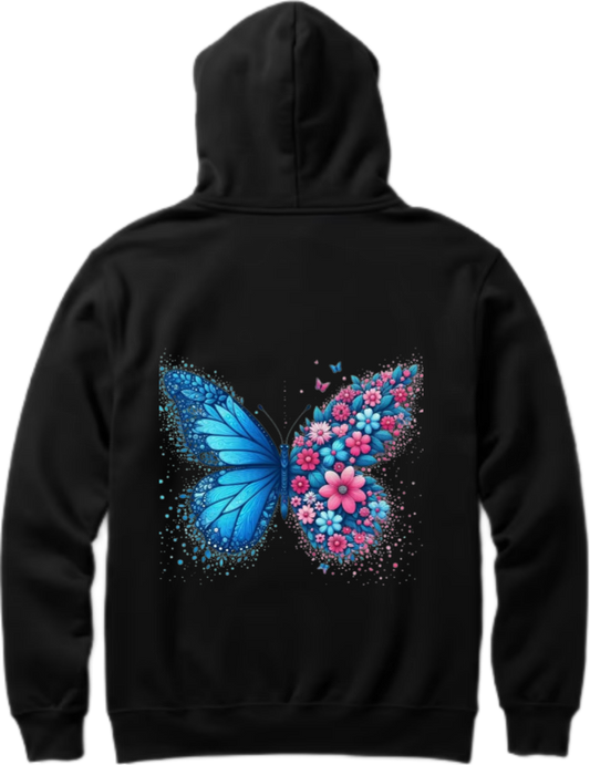 butterflies Oversize Hoodie Black Back 2