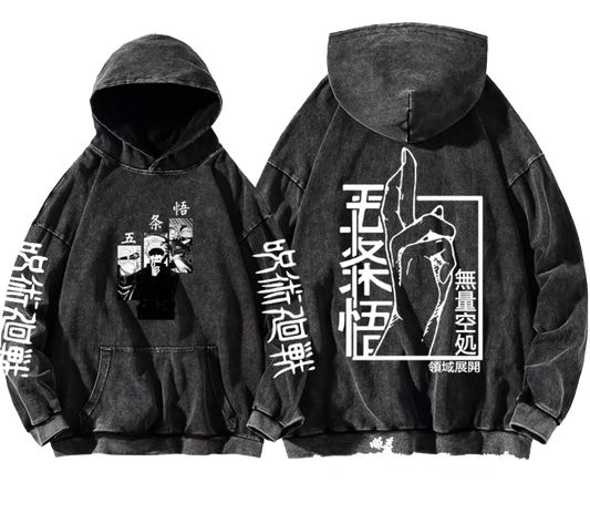 jujutsu kaisen GOJO Oversize Washd Hoodie gray 4