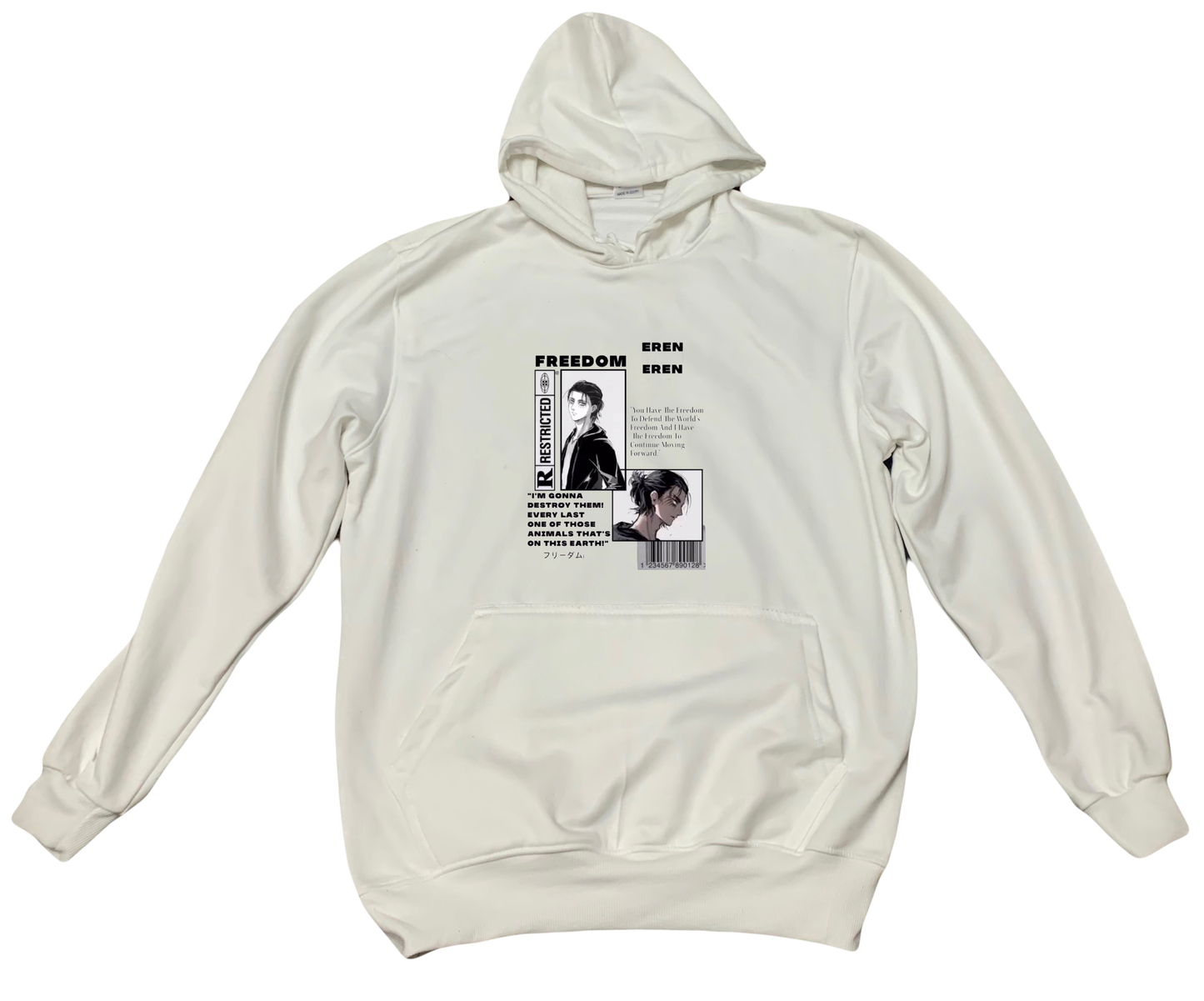 Anime Attack on titan shingeki no kyojin eren levi mikasa Aot White Oversize HOODIE 2