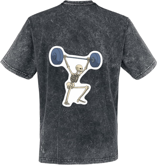 skeleton lifting weights t- shirt One Size Washed Back 2
