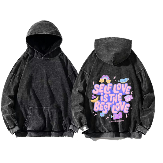 SELF LOVE IS THE BEST LOVE One Size hoodie Washed Back 2