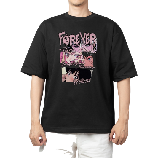 RANDOM ANIME GIRL  t- shirt Black 3