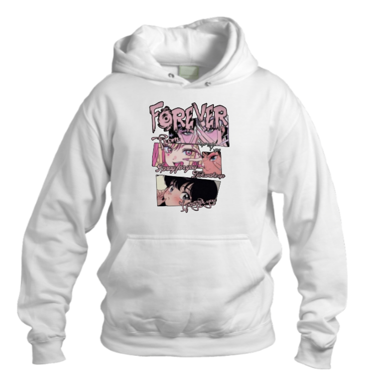 RANDOM ANIME GIRL Oversize  Hoodie White 2