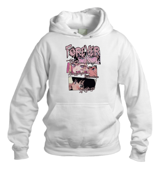 RANDOM ANIME GIRL Oversize  Hoodie White 2