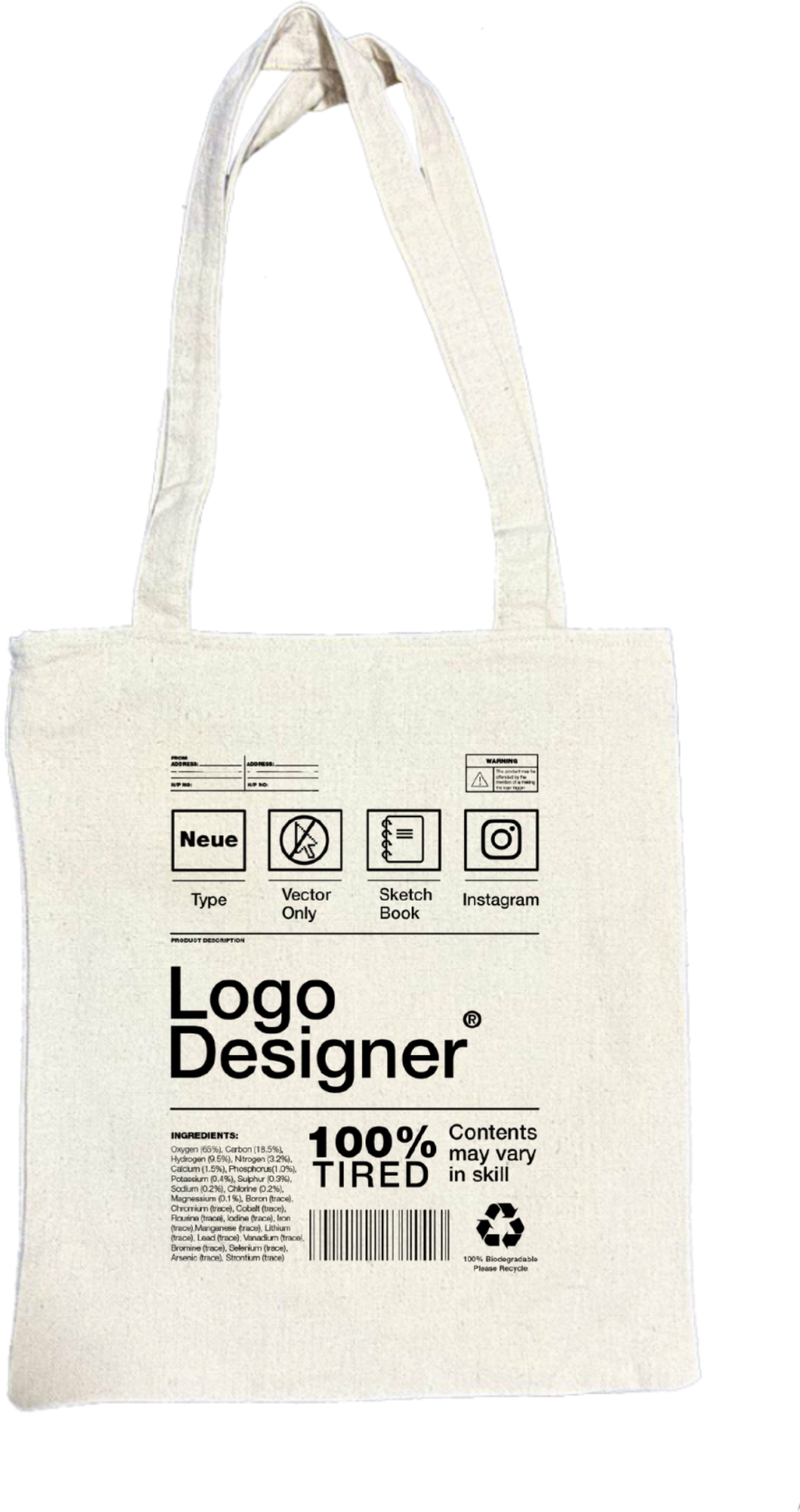 Logo Designer Back text tote bag beige 110