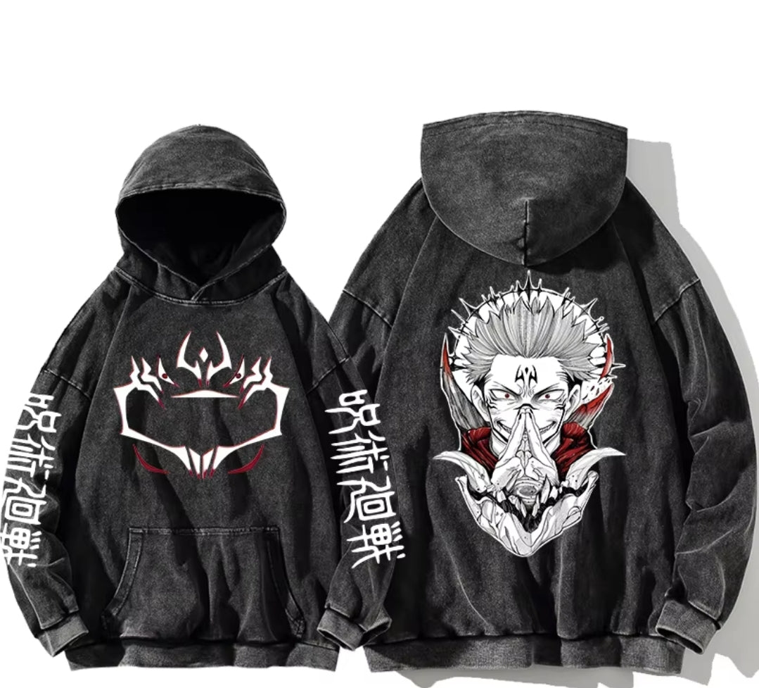 jujutsu kaisen GOJO Oversize Washd Hoodie gray 3