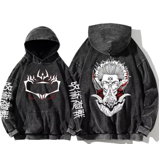 jujutsu kaisen GOJO Oversize Washd Hoodie gray 3