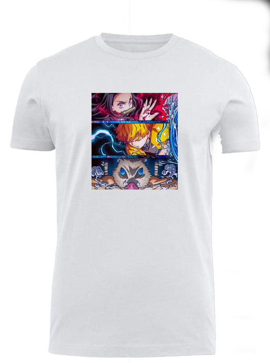 Anime Demon slayer nezuko tanjiro t- shirt fit White 2
