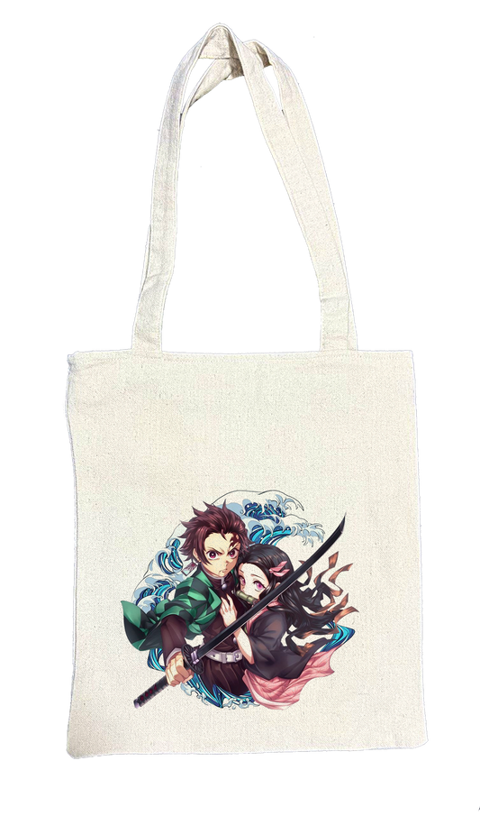 Anime Demon slayer nezuko tanjiro tote bag Beige 2
