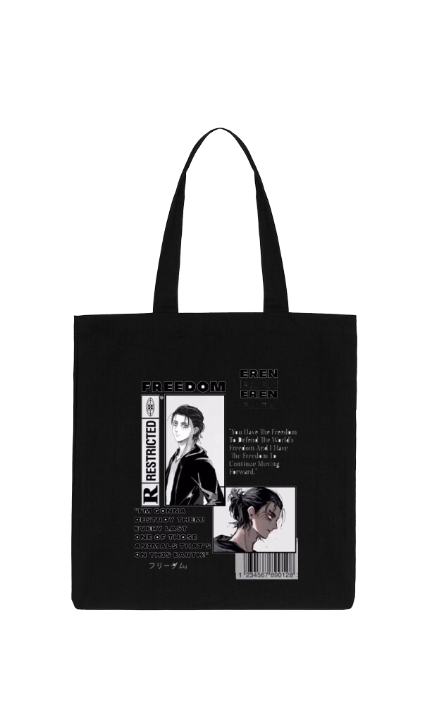 Anime Attack on titan shingeki no kyojin Aot Black tote bag 2